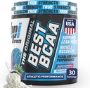 BPI Sportas Geriausi BCAA milteliai - Raumenų atkūrimo parama - šakotosios grandinės amino rūgštys ® 124; Pastatų blokai baltymų ir raumenų - Post Workout Regeneration - Hidracija - Mėlyna aviečių, 30 Paslaugos