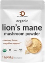 DEGIMO PARAMA Organic Lions Mane Grybų Miltelių papildas, 1 500 mg vienam servingui, 1lb - Aktyvus vaisių kūnas ir micelio ekstraktas - Natūralus smegenų nootropinis ir imuninės sistemos stiprintuvas - Non- GMO