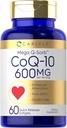 Carlyle CoQ10 600 mg Softgels ® 124; 60 Count ® 124; Mega Q- Sorb Coenzis Q- 10 ® 124; su juodųjų pipirų ekstraktu ® 124; Non- GMO & gluten Free Addition