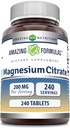 Amazonės formulės Magnio citrato ® 124; 200 Mg Tabletes ® 124; Mineralų papildas ® 124; Non-GMO ® 124; Gluten Free ® 124; Pagaminta JAV (1 Pack, 240 Count)
