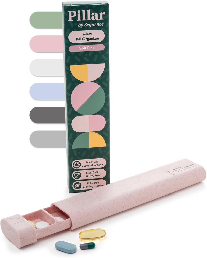 Skiltis - 7 Dienos piliulės Dėžutė Organizatorius ® 124; BPA- Free Whew piliulės Organizatorius ® 124; Gražios tabletės organizatorius kelionės ir namų (Minkštas rožinė)