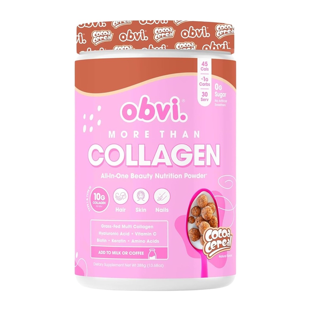 Obvi Daugiau nei kolageno milteliai ® 124; Palaiko sveikus plaukus, oda, nagai, sąnariai, gut ® 124; Grass- Fed Multi kolageno papildas su Hyaluronic acid, Biotinas, Keratino 124; Kakavos Cereal, 30 Paslaugos