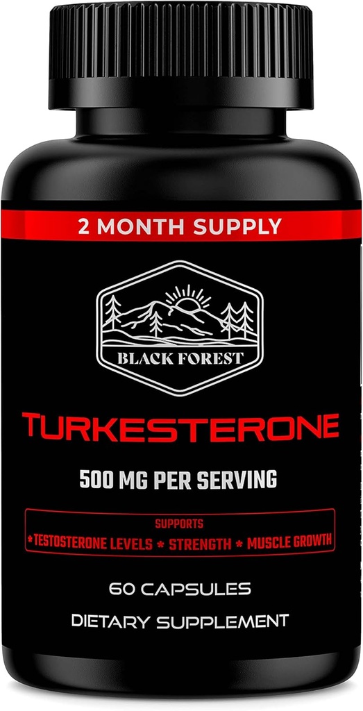 Black Forest Turkesterono priedas 500mg Kapsulė (didžiausias grynumas 95% ekstraktas) 2 Mėnesiai Pasiūla (500 mg Turkesterono iš 526mg Ajuga Turkestanica) Panašus į Ecdysterone stiprumo ir raumenų augimo