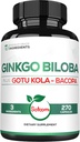1520mg Ginkgo Biloba papildai su Gotu Kola Leaf, Bacopa Monnieri - 270 kapsulės - Ekstra stiprumo parama smegenų sveikatai, atminties funkcija, Focus & Vision kokybė - 3 mėnesių tiekimas