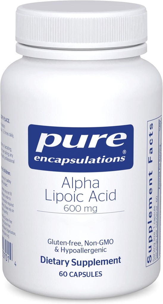 Grynas Encapsulations Alpha Lipoic Acid 600 mg - ALA papildas kepenų paramos, antioksidantai, nervo sveikata, širdies ir kraujagyslių sveikatos & Angliavandenių parama - Premium Alpha Lipoic acid - 60 kapsulių