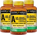 MASON NATURAL Vitamin A 3,000 mcg (10,000 IU) from Fish Liver Oil, Supports Vision & Immune Health, 100 Softgels, Pack of 3