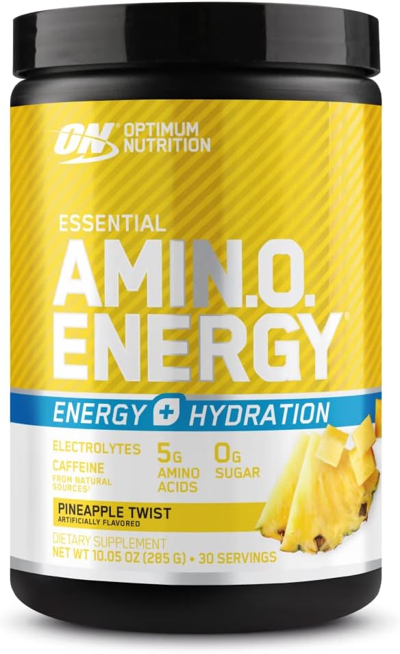 Optimum Nutrition Amino energijos miltelių plius hidratacija, su BCAA, Electrolytes, ir kofeinas, Pineapple Twist, 30 Servings (Pakuotė gegužės Vary)