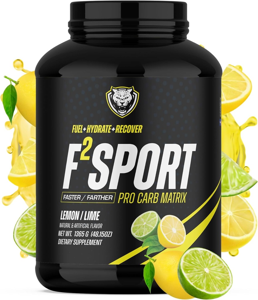 6AM paleisti F2 Sportas Pro Endurance Fuel - Klasteris Dextrin ® Carb Matrix su elektrolitais bėgimo, mokymo ir atkūrimo (50 serveriai, Lemon Lime)
