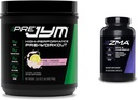 PRE JYM 30 Servings Pink Lemonade & JYM ZMA Cinkas / Magnio kapsulės Priedas 90 Vegetariškų kapsulių