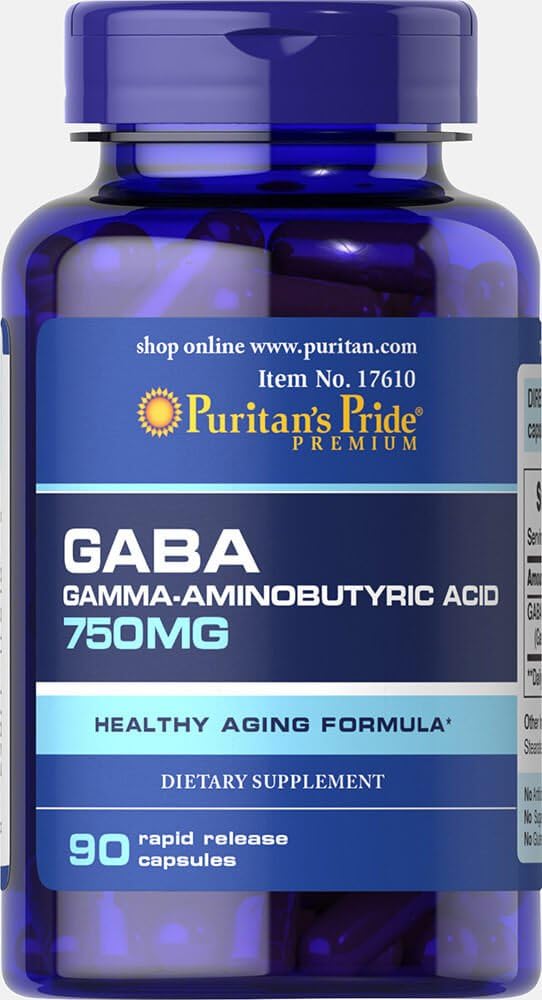Puritans Pride Gaba Gamma Aminosviesto rūgštis 750 Mg kapsulės 90 Skaičius