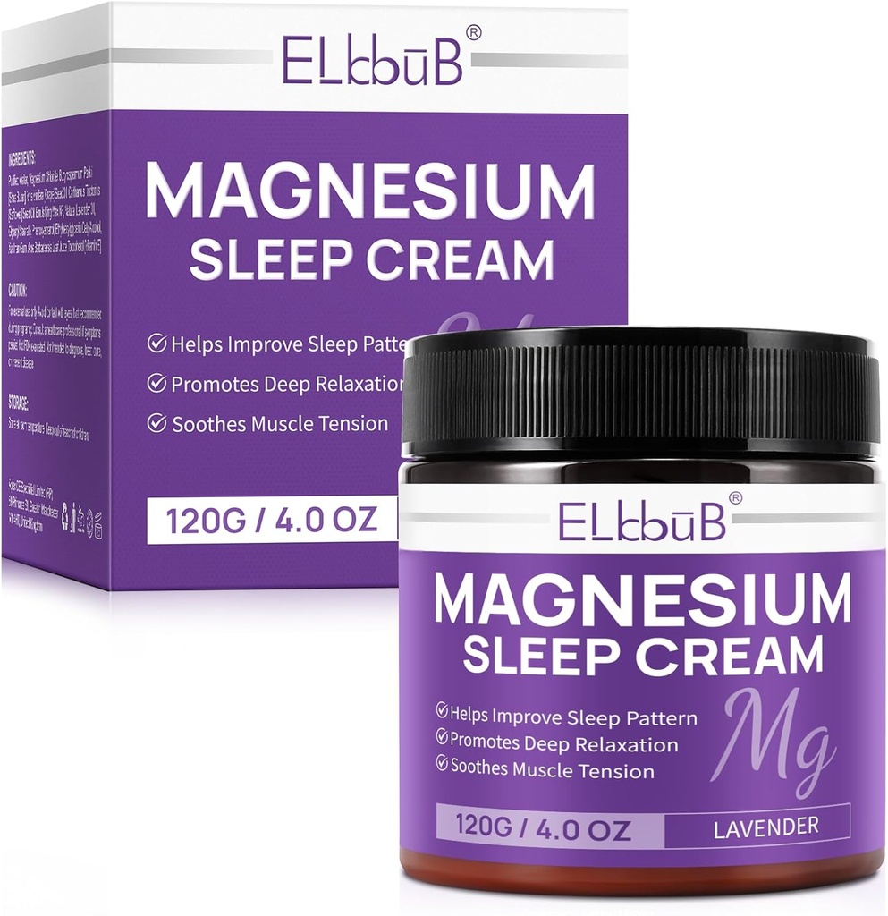 Magnesium Cream for Sleep - Enriched with Almond Oil, Lavender, and Vitamin E for Deep Relaxation - Natural Magnesium Lotion for Skin Nourishment and Quick Absorption - Lavender
