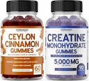 Ceilonas Cinnamon (60 Count) - Berberine & Ginseng Digestion Bendras sveikatingumo parama ir kreatino monohidratas (90 Gummies) Skanus Blue Aviečių Chews Flavored papildas - Ne GMO & Pagaminta JAV