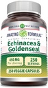 Amazonės formulės Echinacea su Goldensecular papildymu - 124; 450 Mg, 124; Veggie Capsules, 124; Non- GMO, 124; Gluten Free, 124; Pagaminta JAV (1 Pack, 250 Count)
