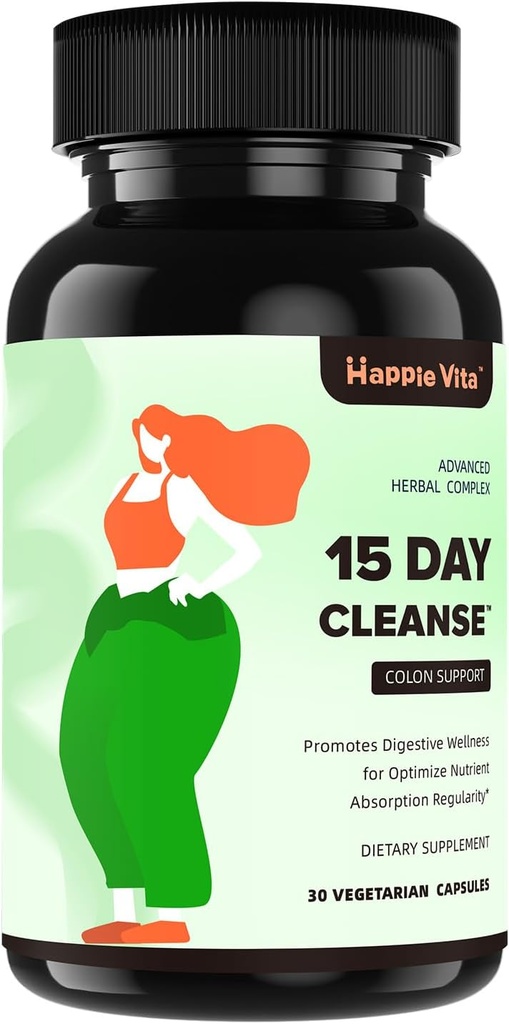 15 Dienos gut Cleanse Detox moterims ir vyrams, Advanced Gentle Gut Colon Cleanse Detox su Psyllium Husk, Cascara Sagrada, Sena ir Probiotic Natural Laxative, 30 Capsules
