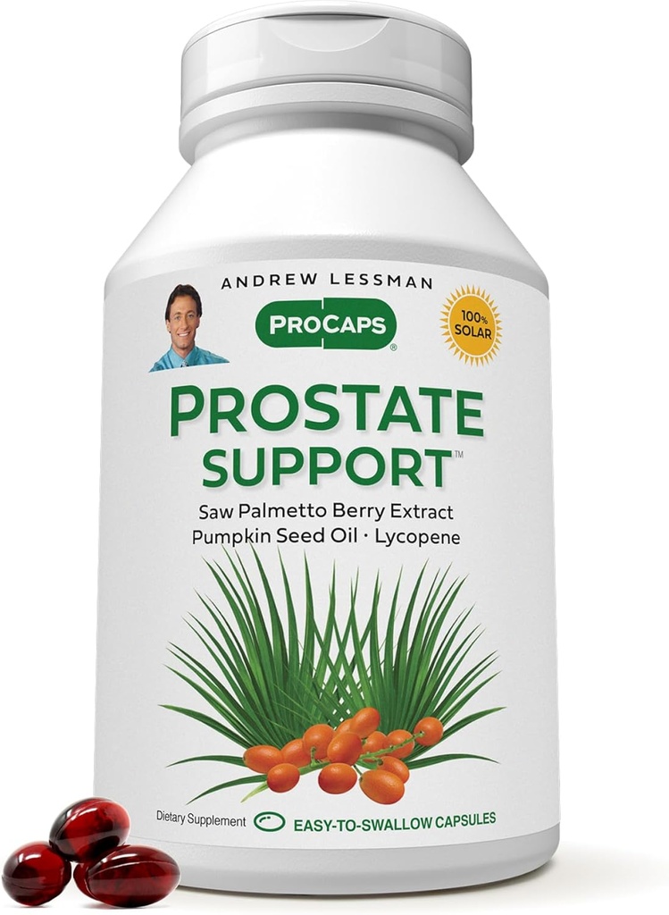 ANDREW LESSMAN ProState Support Addition for Men 's Health, 180 Softgels, No Additives - Saw Palmetto for Men, Moliūgų sėklų aliejus, likopenas, Omega-3 for Prostate Health, Šlapimas, šlapimo pūslės funkcija
