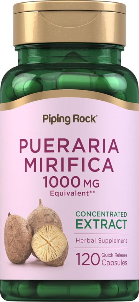Piping Rock Pueraria Miriffica Capsules ® 124; 1000mg ® 124; 120 Lygtys ® 124; Herb Extract Addition ® 124; Gluten Free, Non- GMO