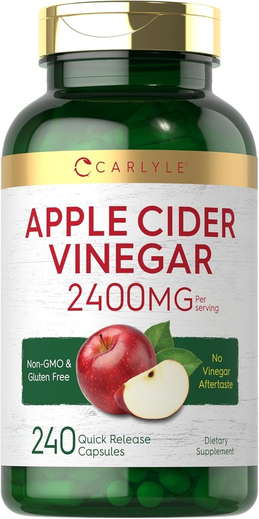Carlyle Apple Cider Vinegar Capsules | 2400mg | 240 Count | Non-GMO, Gluten Free Supplement