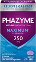 Plazyme Maximum * Stiprumo anti- Gas 250 mg Simethicone Gas Relief for Suaugusiesiems, Greitas Geliai Greitai Ease Bloating, Slėgis ir diskomfortas, 24 Skaičiavimas