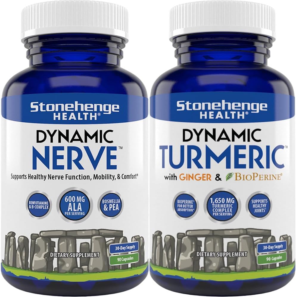 Stonehenge Health Dynamic Nerve + Dynamic Turmeric Bundle Supplements to Support Comfort, Tingling, Numbness, Burning