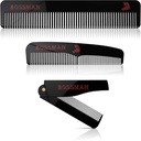 Bosman acetato barzdos, Mustache, & Plaukų Comb Set iš 3 - Kompai vyrams su miniatiūrinė magnetinė dėžutė (7.5- Inch, 5- Inch, 3.5- Inch) - Savybės Rained Teeth, Double- Syled Teeth, ir Foldable Design