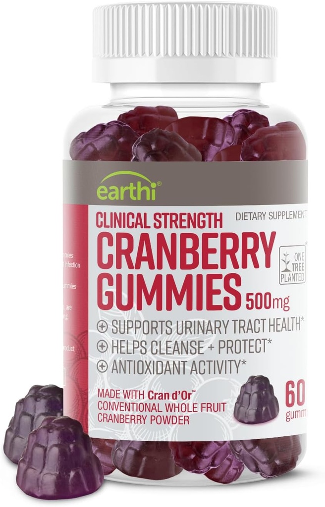 Klinikinis stiprumas gervuogių gummies 500mg - Šlapimo Tract Parama Sveikata moterims ir vyrams - Antioksidantas Superfood į Cleanse & Protect - Cran d 'Or Sranberry miltelių papildas (60 Gummies)