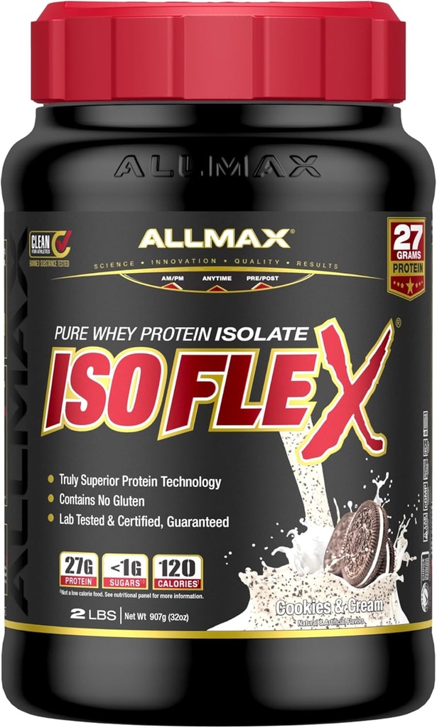 ALLMAX Išrūgų baltymų izoliatas, sausainiai ir grietinėlė - 2 lb - 27 gramai baltymo per koop - nulis riebalų ir cukraus - 99% laktozės be - Gluten Free & Soy Free - Apytikslis 30 Aptarnavimas