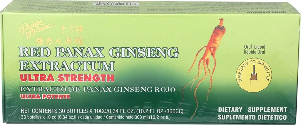 Prince of Peace Red Panax Ginseng Ekstractum Ultra Stiprumas, 2 Pack - 60 Buteliai, 0.34 fl. oz. Kiekvienas - smegenų kaupimas