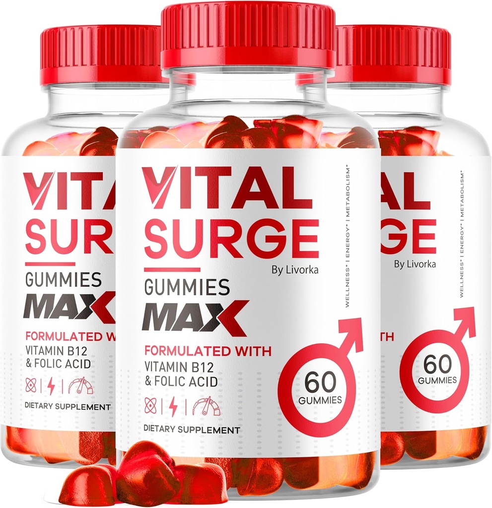 (3 pack) Vital Surge - Vital Surge vyrams Gummies, Vital Vita Surge Max Maksimalus stiprumas 1050 MG, VitalSurge Addition Support Gummy Advanced Formulės, Premium Vitaminas Gomitas (180 Gummies)