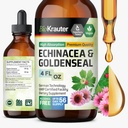 BIO KRAUTER Echinacea ir Goldenseal Šakniavaisių ekstraktas - Natūrali imuninė parama - Echinacea lašai su Goldenseal - Veganas, alkoholis ir cukrus Nemokama tinktūra - 4 Fl.Oz.
