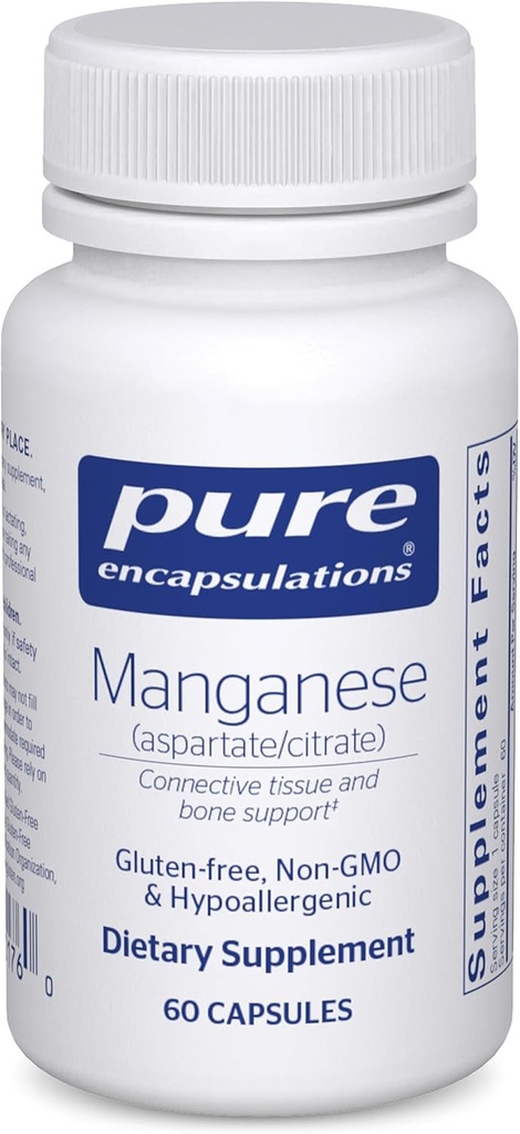 Grynas Encapsulations Manganese (aspartatas / citratas) Σ 124; hipoalergic Trace Mineral Addition for Connective Auction and Bones ® 124; 60 Capsules