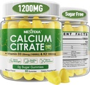 Kalcio citratas Gummies 1200mg su vitaminu D3 K2, kramtomojo kalcio papildai moterims ir vyrams, didelio stiprumo parama B0ne, Te * th, stiprumas & imuninė sveikata, Mango skonis, ne GMO, cukraus nemokamai, 120 Cts