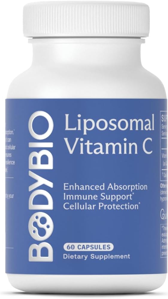 BodyBio Liposominis Vitaminas C - Galingas antioksidantas imuninei paramai ir ląstelių sveikatai, grynoji askorbo rūgštis su maksimalia absorbcija