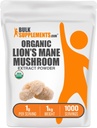 BulkSupples.com Organic Lion 's Mane Mushroom Extract Mills - Lions Mane Additive Mills, Superfood for Well-Bey - Vegan, 1g per Serving, 1kg (2,2 lbs) (pakuotė 1)