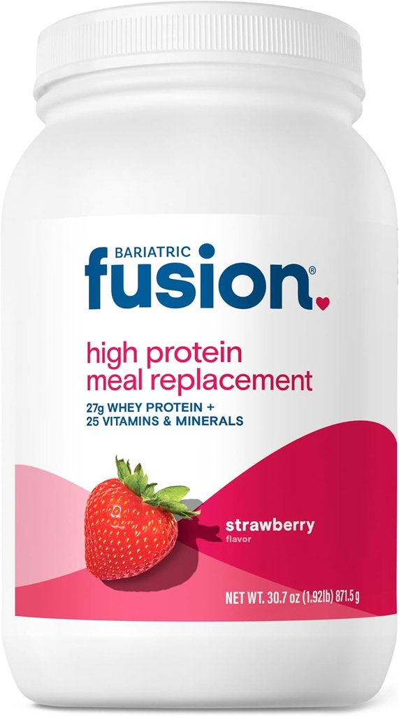 Baariatric Fusion Strawberry Measure Foundation 27g proteino milteliai, 21 Tarnavimo vonia Baariatric chirurgijos pacientams, įskaitant Gastric Bypass ir Sleeve Gastrectomy - No Gluten, Aspartamas ar cukrus