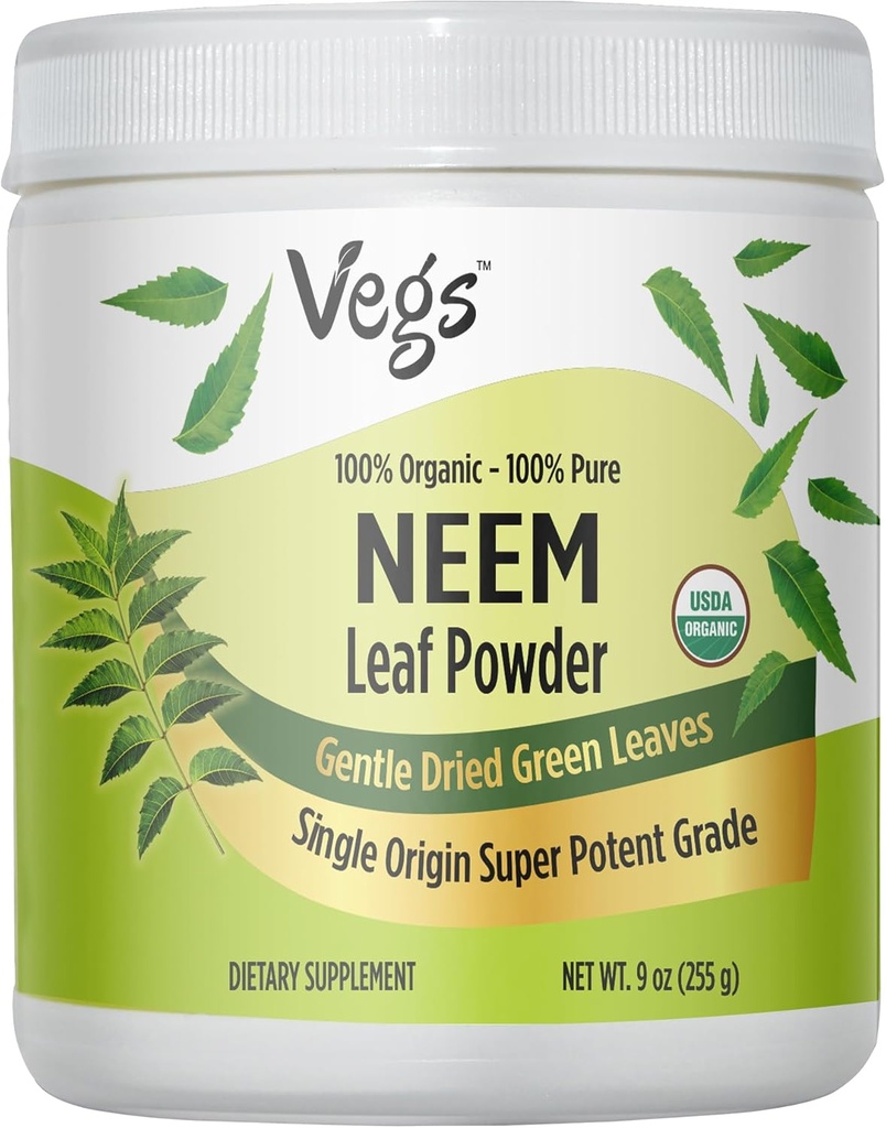 Organic Neem Leaf Powder - Freeze Dried True Green Neem Leaves Powder - Supports Hair Growth, Skin & Gut Health, Cleansing, Immunity - 9 oz