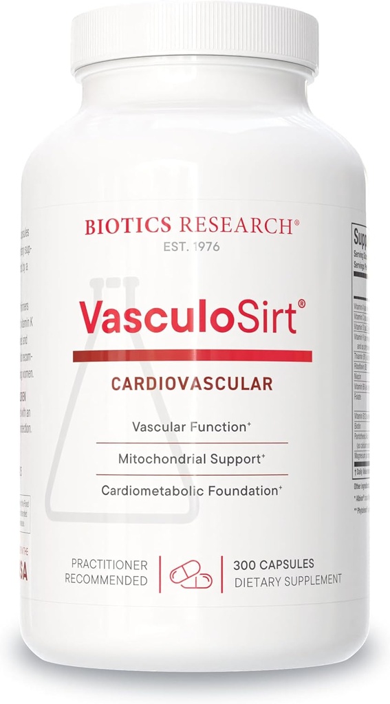 Biotics Research VasculoSirt ® - Formuluota su Mark Houston, MD, širdies ir kraujagyslių bei sveiko kraujo srauto palaikymo pagalba, CoQ10, Resveratrol, ALA, Ginkgo - 300 Kapsules