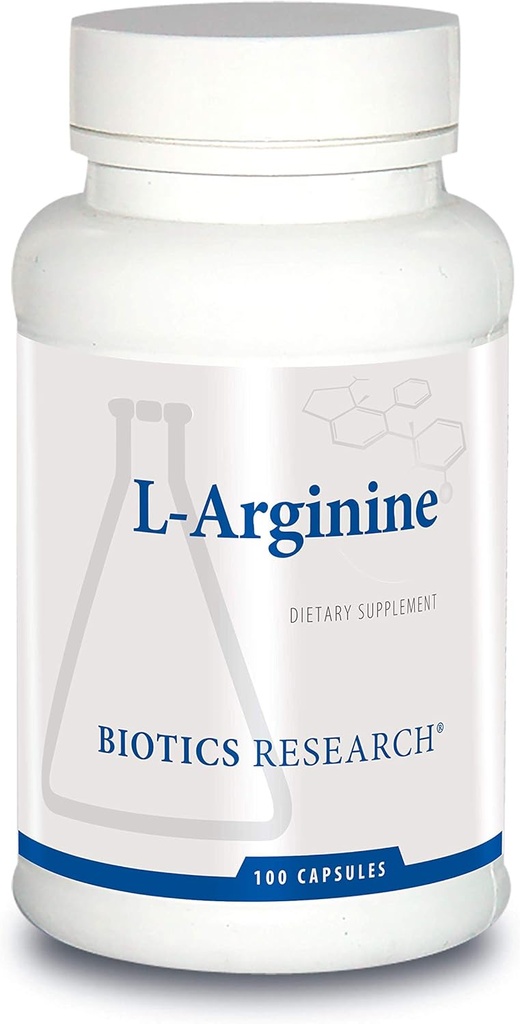 Biotics Research L Argininas, Svarbi amino rūgštis, Pastato blokas, Musicles, Pratimai Performance, Jungiamasis audinių parama, azoto oksido stiprintuvas, Palaiko širdies ir kraujagyslių sveikatos, 100 Capsules