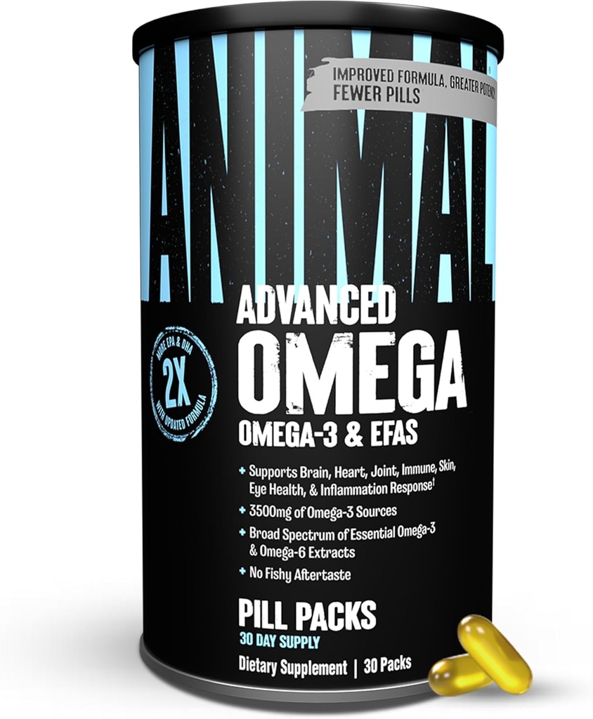 Gyvūnų Advanced Omega 3 riebalų rūgštys - 3500mg EPA DHA žuvų aliejus Omega 3 Papildomas moterims ir vyrams didelio stiprumo maišymo su CLA GLA ALA už smegenų odos akių imuninę bendrą sveikatą 30 Vamzdžiai