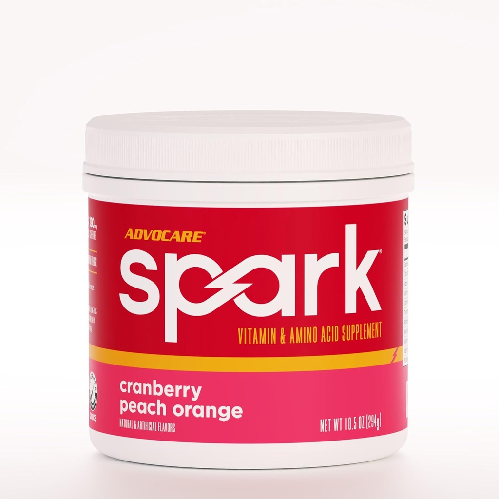 AdvoCare Spark Vitamin & Amino Acid Supplement - Focus & Energy Drink Powder Mix with Vitamin A, B-6, C & E - Also Includes L-Carnitine & L-Tyrosine - Cranberry Peach Orange - 10.5 oz