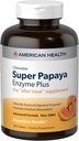 American Health Super Papajos fermentas Plus - 360 Kramtomosios tabletės - After- Meal papildas - Ne GMO - 120 Paslaugos