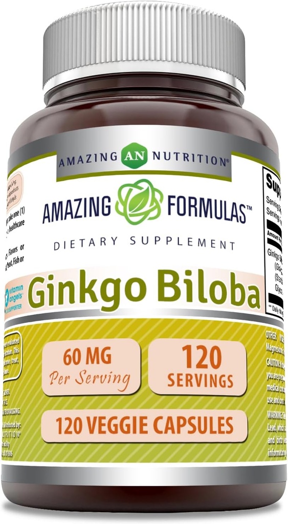 Nuostabios formuluotės Ginkgo Biloba priedas - 124; 60 Mg, 124; 120 Veggie kapsulių - 124; ne GMO 124; Gluten Free 124; Pagaminta JAV