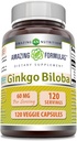 Nuostabios formuluotės Ginkgo Biloba priedas - 124; 60 Mg, 124; 120 Veggie kapsulių - 124; ne GMO 124; Gluten Free 124; Pagaminta JAV