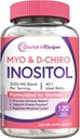 Gydytojo receptai Inozitolio papildas, Myo- Inositol & D- Chiro Inositol Capsules 2050mg per Serving, Ideal 40: 1 Blend, Hormonų balansas moterims, kiaušidžių funkcijos ir vaisingumo parama, 120 Vegan Caps