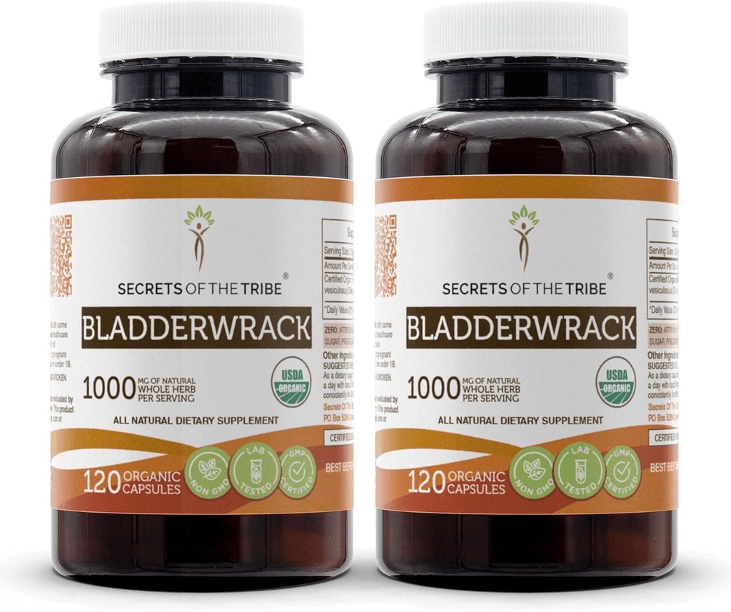 Bladderwrack 120 Capsules(2 pcs.), 1000 mg, USDA Organic Bladderwrack (Fucus Vesiculosus) Dried Plant (2x120 Capsules)