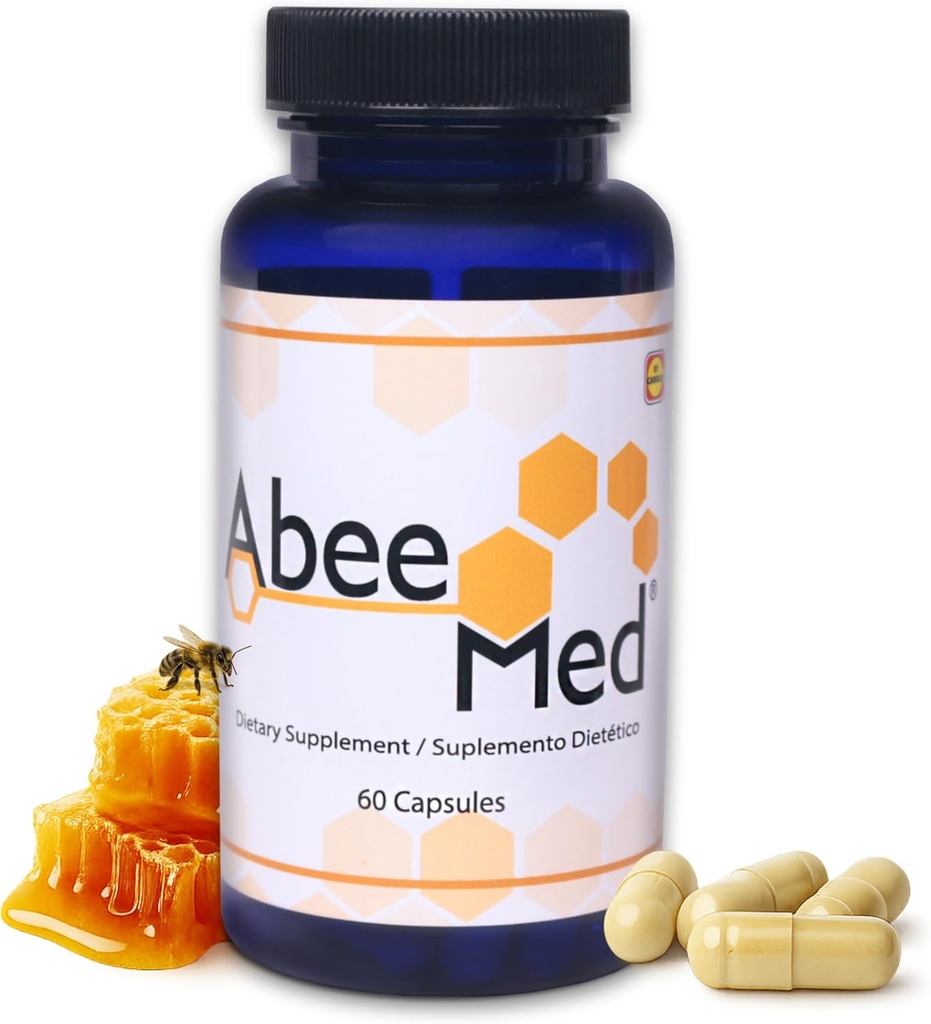 AbeeMed Bee Venom Capsules - Natural Apitoxin Addition w / Manuka Honey - Uždegimas ir mobilumo palaikymas, sąnarių ir raumenų diskomfortas - Parama purkštukai, mėlynės ir žirklės - 60 Skaičiavimas (30 Paslaugos)