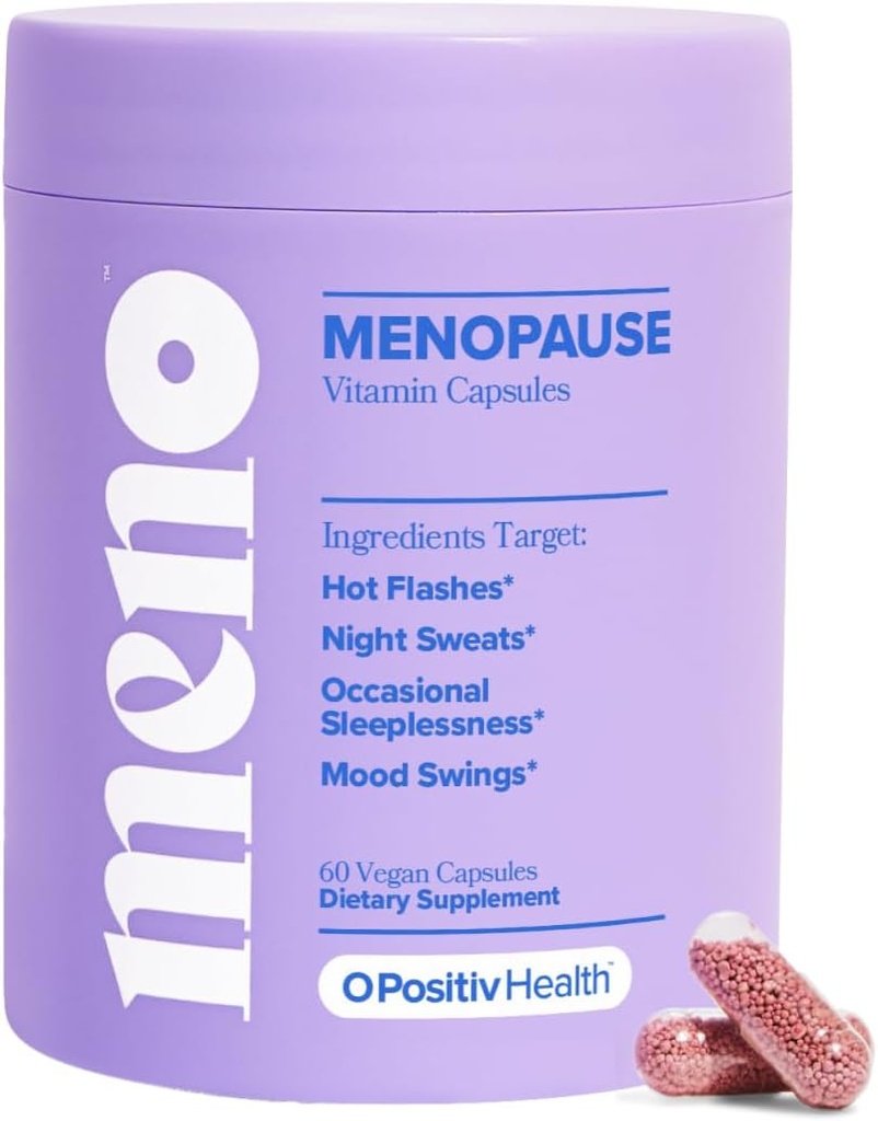 O Positiv MENO Vitaminai Menopauzei - Nemokama menopazės papildas moterims - Juodas kohosh & Ashwagandha KSM- 66 - Padeda išvengti karšto mirksi, Naktinis prakaitavimas, Mood Swings - 30 Paslaugos (Pack of 1)