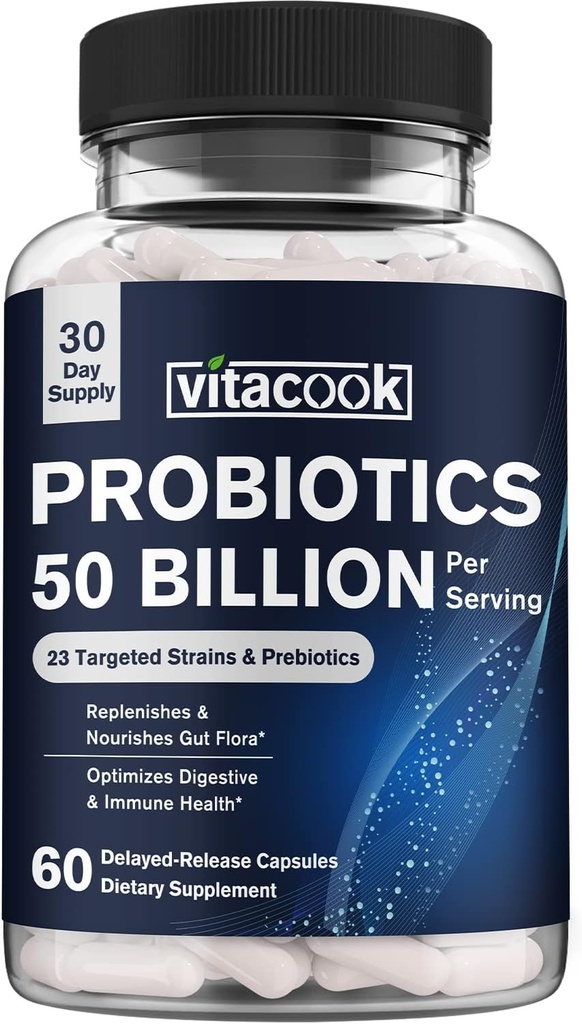 Probiotikai 50 milijardai, 23 Padermės su organinių prebiotikų, Digestive & Imuninė parama, Freeze- Džiovinti, Delayed- Release, Geriau nei Dozen Yogurts, 60 Vegan Caps
