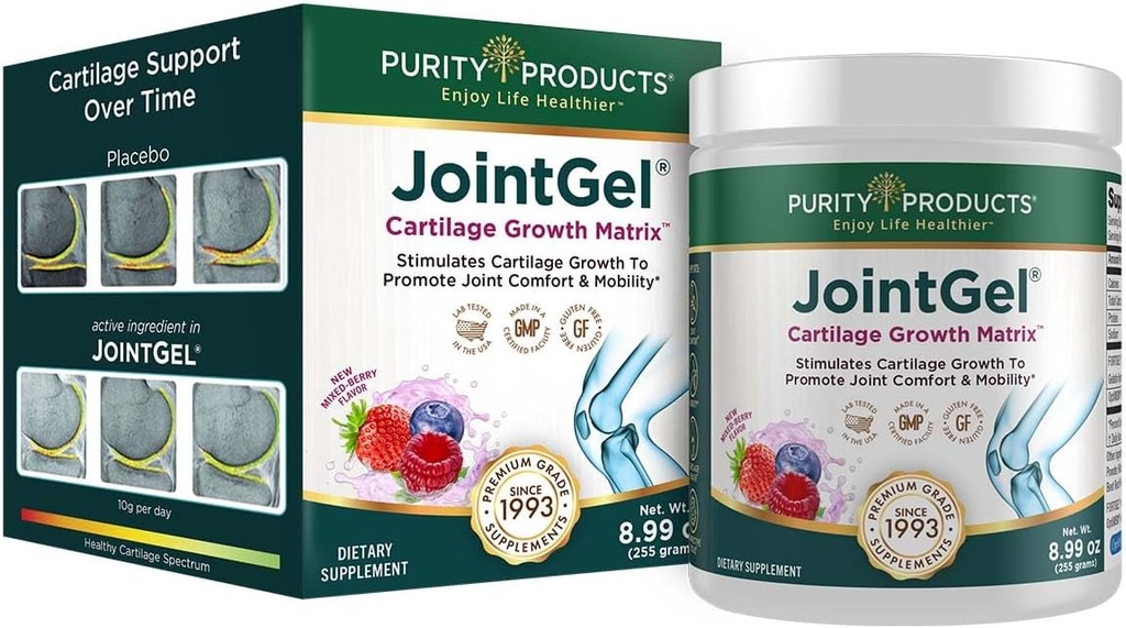 Grynumas Produktai JointGel Formulės Collagen Peptides + MSM - Palaiko bendrą lankstumą + Stiprina bendrą Kartažas - Berry milteliai - 30 Dienos tiekimas