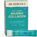 Dr. Mercola Marine Collagen miltelių paketai, 5g Collagen per Serving, 15 Servings (15 on-The- go Packets), Powletted Dieta papildas, Unflavored, Type 1 Collagen Peptides from Cod, Hadock & Pollock